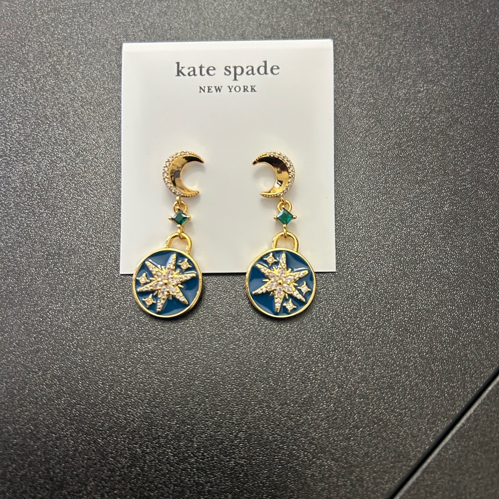 Kate Spade Gold and Blue Star Earrings - Picture 2 of 4